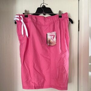 Pink Swim Shorts with White Drawstring